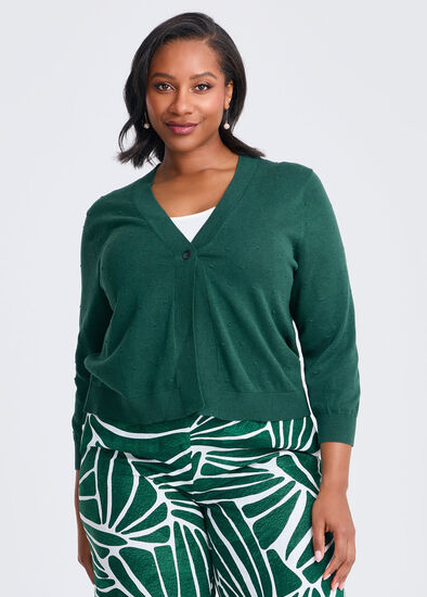Plus Size Cotton Popcorn Cardigan