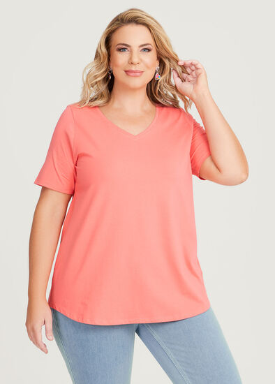 Plus Size Good Earth Australian Cotton V-neck T-Shirt