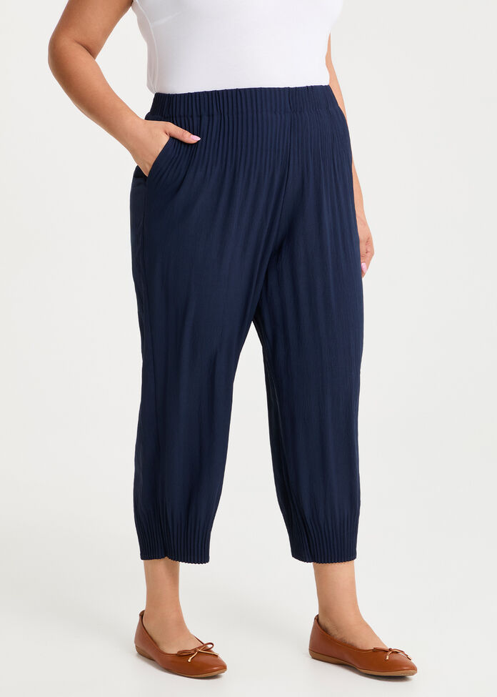 Petite Pleat Hem Crop Pant, , hi-res