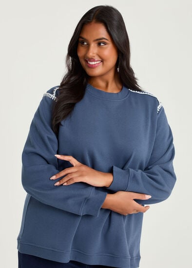 Plus Size Cotton Blend Stitch Sweatshirt