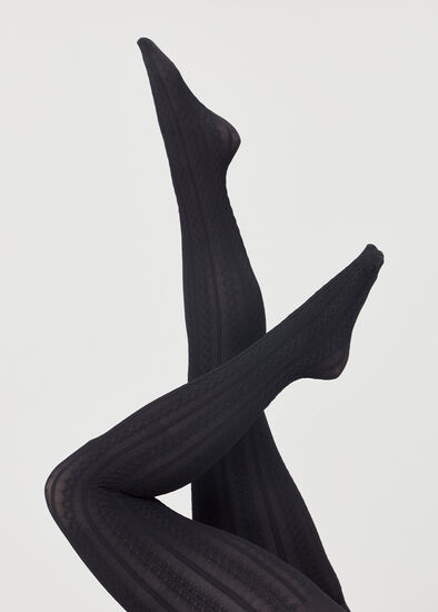 Opaque Cable Knit Tights