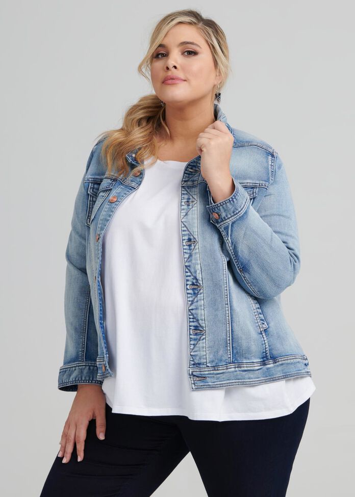 Shop Plus Size The Easy Fit Denim Jacket in Blue | Sizes 12-30 | Taking ...