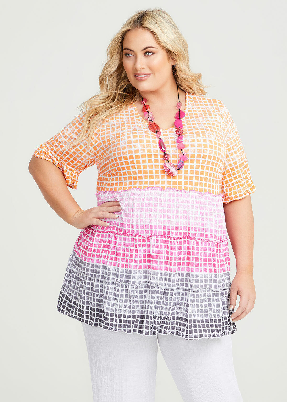 plus size ombre high low top