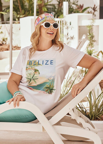 Plus Size Cotton Destination Print T-shirt