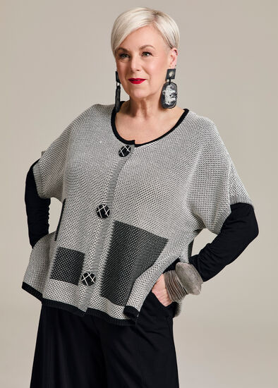 Plus Size Square Cotton Modal Knit Cardigan