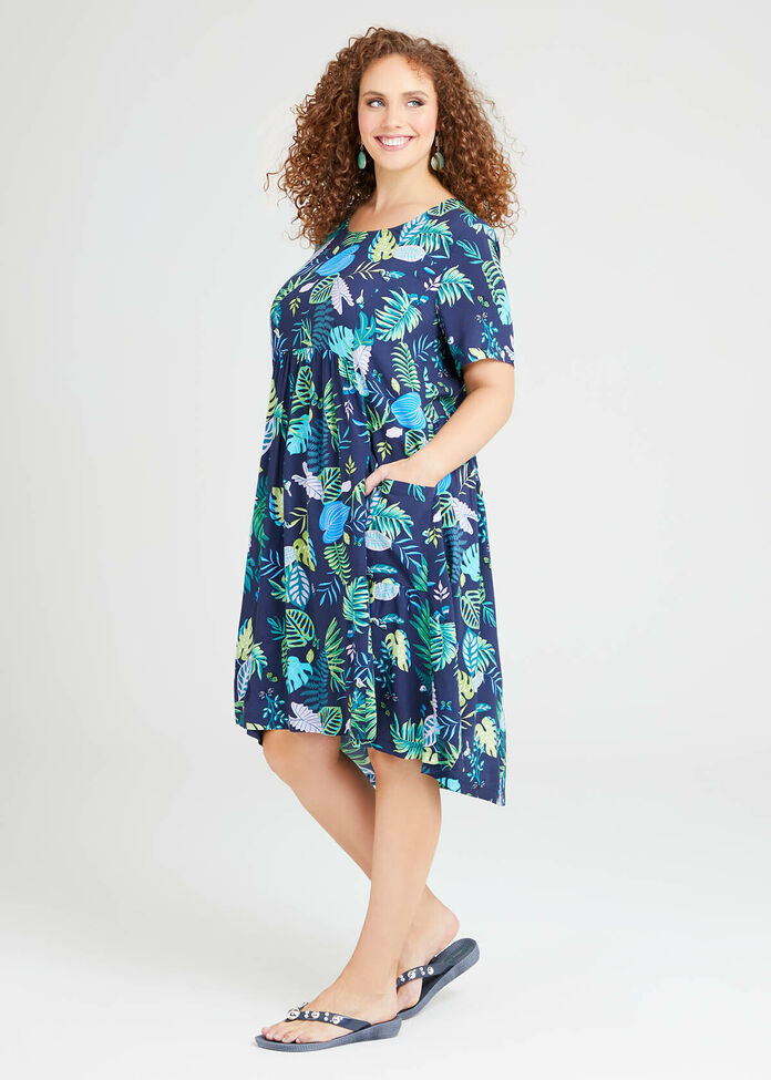 Natural Dark Tropics Dress, , hi-res