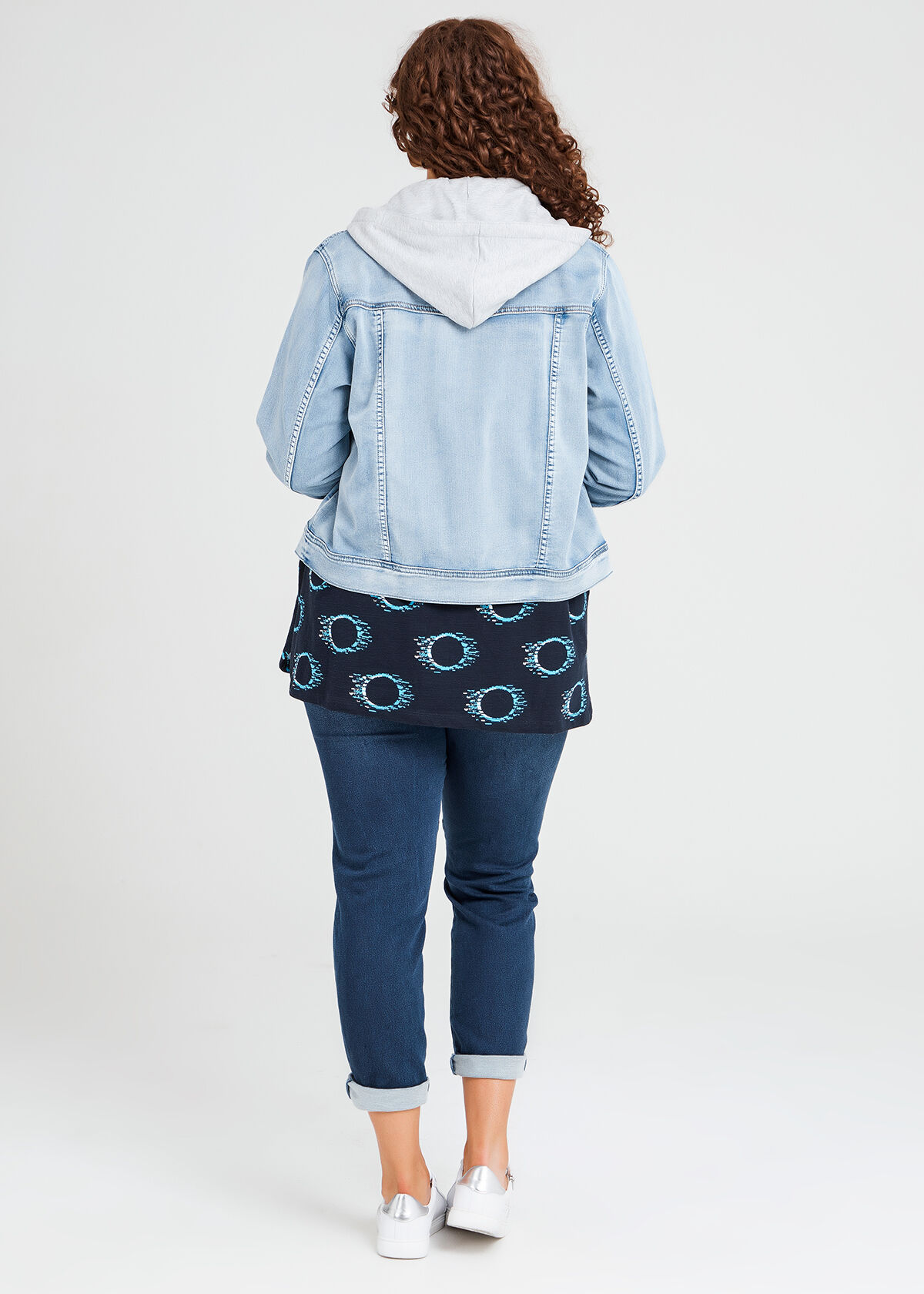 Shop Hooded Denim Jacket in Blue in 