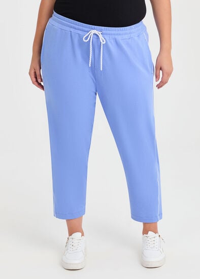 Plus Size Cotton Piping Active Crop Pant