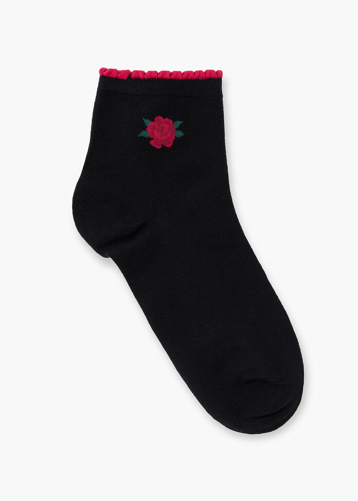3 Pack Cotton Rose Socks, , hi-res