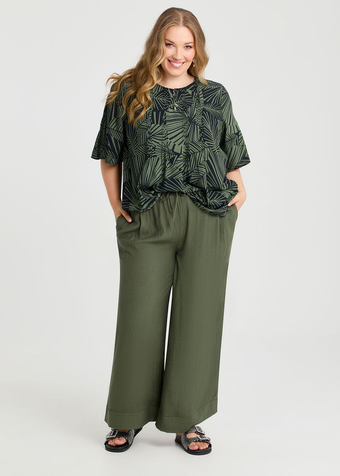Natural Palm Pintuck Top, , hi-res
