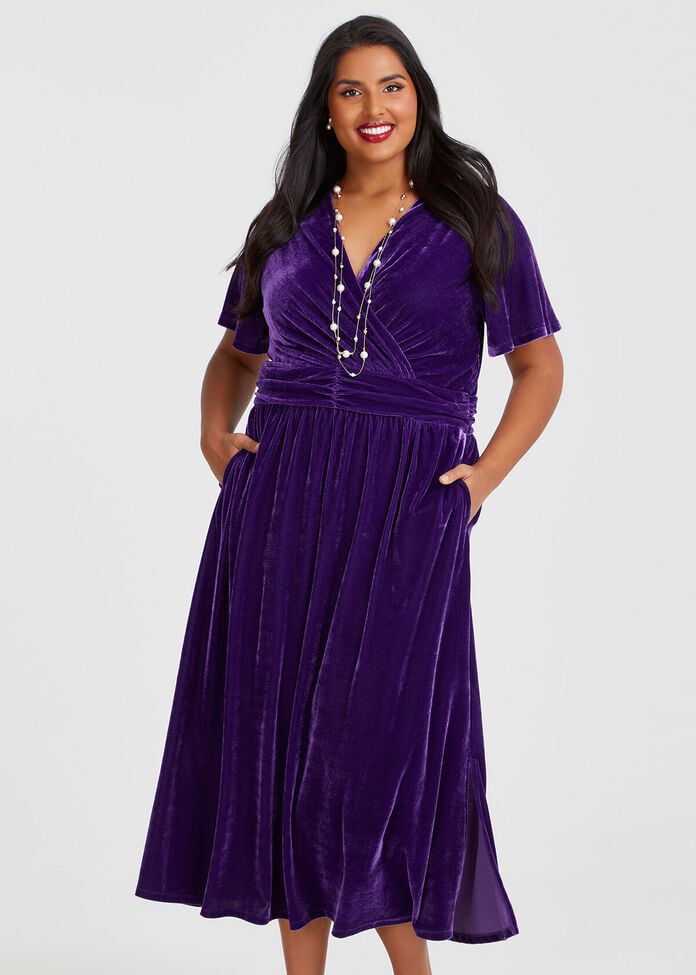 Velour Knit Event Dress, , hi-res