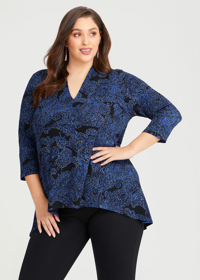 Shop Plus Size Midnight Paisley Jacquard Top in Blue | Taking Shape AU