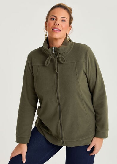 Plus Size Polar Fleece Zip Front Jacket