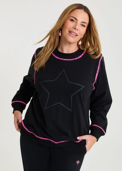 Plus Size Cotton Stitch Star Sweatshirt