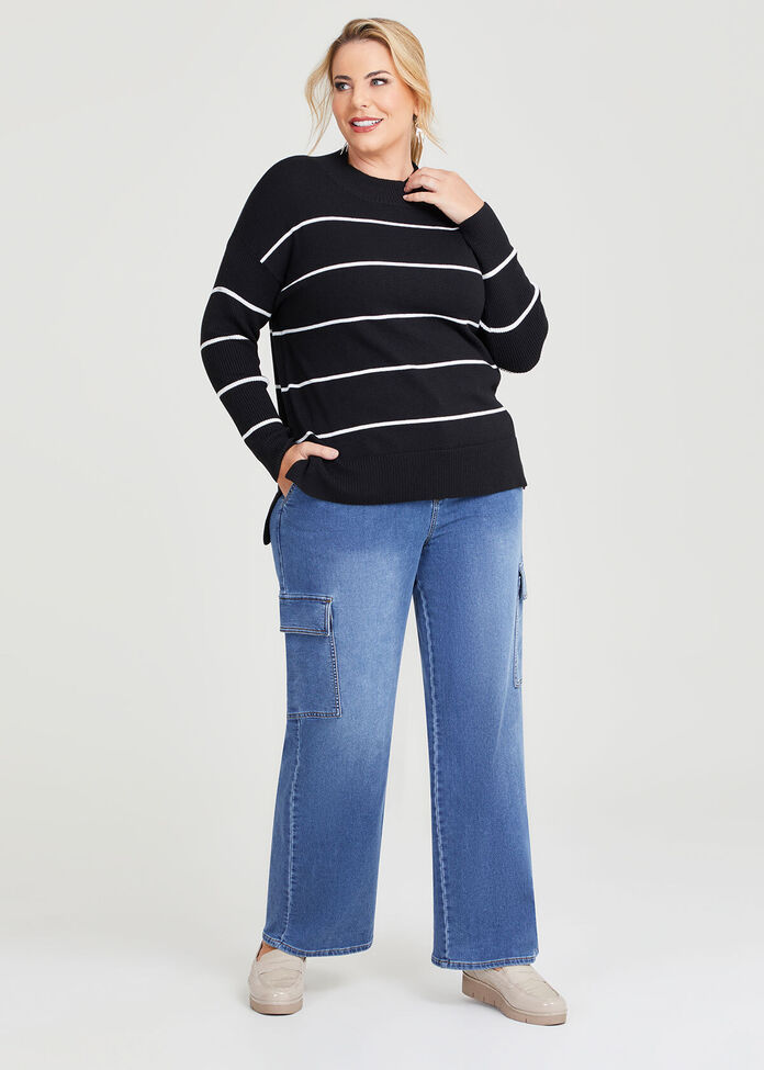 Hi-lo Stripe Jumper, , hi-res
