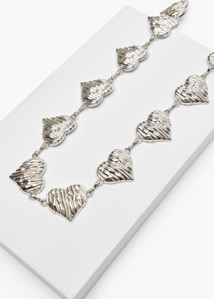 Silver Heart Chain Belt, , hi-res