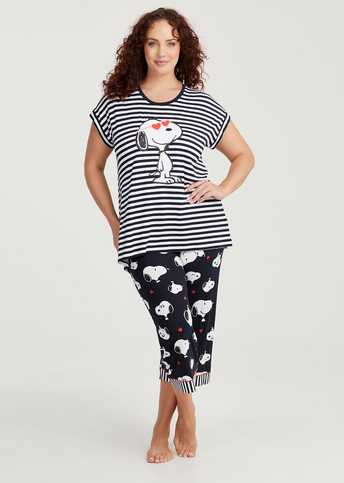 Snoopy Stripe Pyjama Top, , hi-res