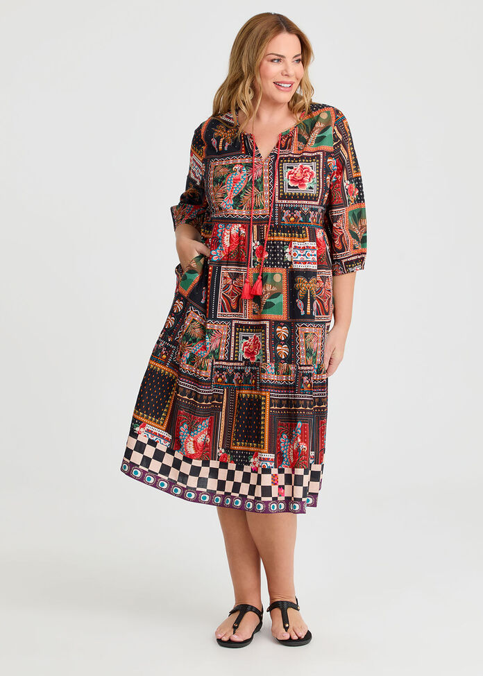 Avenue Boho Border Print Jersey Sheath Dress – Plus Size 26/28