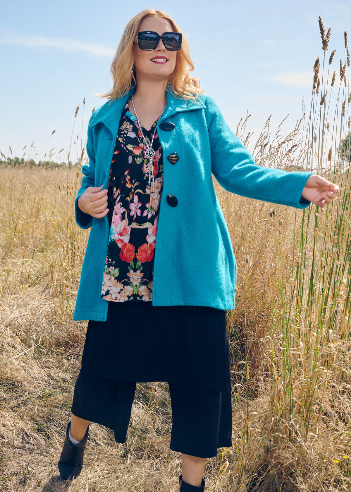 Boiled wool swing coat sale