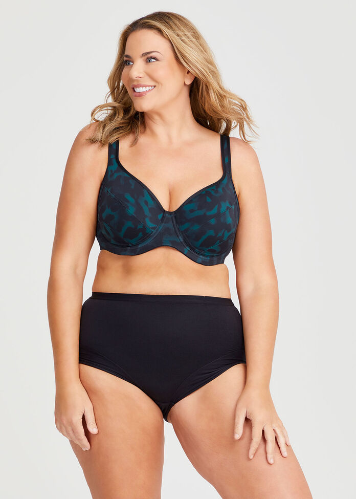 Underwire Soft Cup Support Bra, TEAL PRINT, hi-res