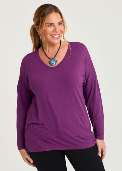 Plus Size Australian Wool Modal V-neck Top