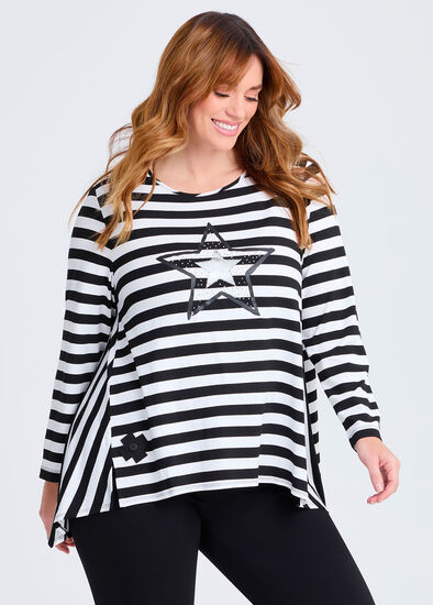 Plus Size Natural Stripe Print Piia Top