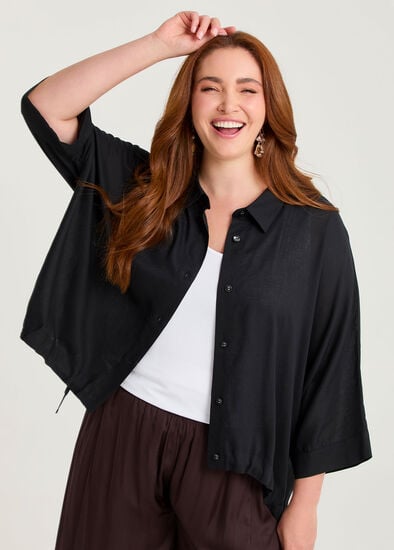 Plus Size Linen Blend Blythe Overshirt