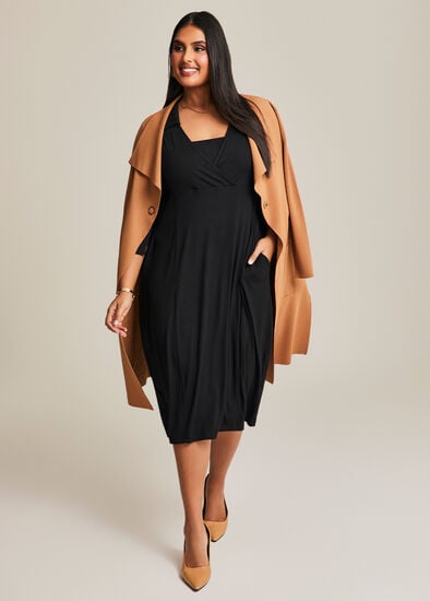 Plus Size Bamboo Jersey Mock Wrap Dress