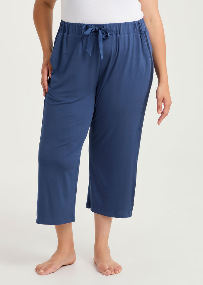 Micro Modal Satin Trim Pj 3/4 Pant, , hi-res