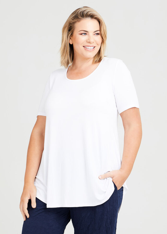 Shop Plus Size Bamboo Base Short Sleeve Top in White | Taking Shape AU