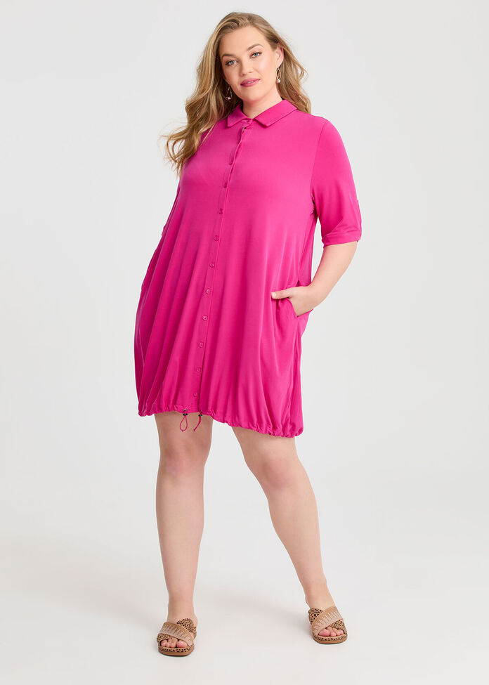 Bungee Cord Detail Dress, LIPSTICK PINK, hi-res