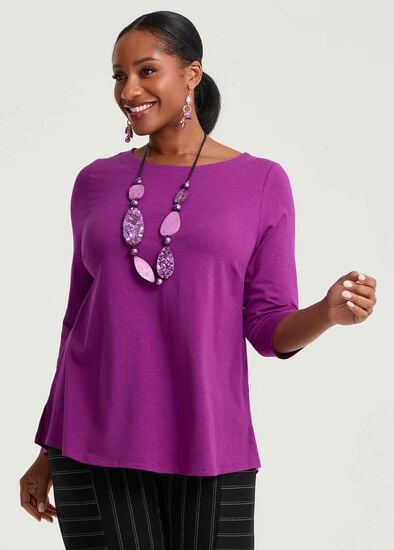 Plus Size Pima Cotton Essential 3/4 Sleeve Top