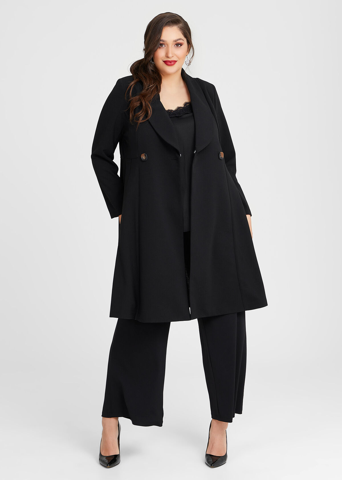 Fur collar swing coat cheap