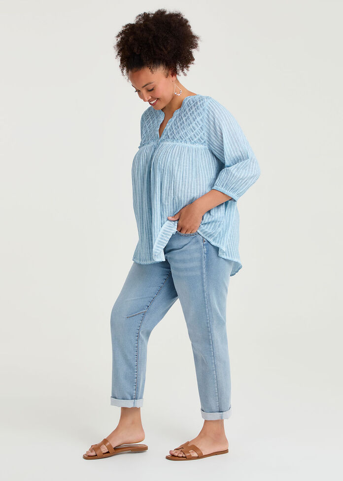Cotton Self Stripe Top, , hi-res