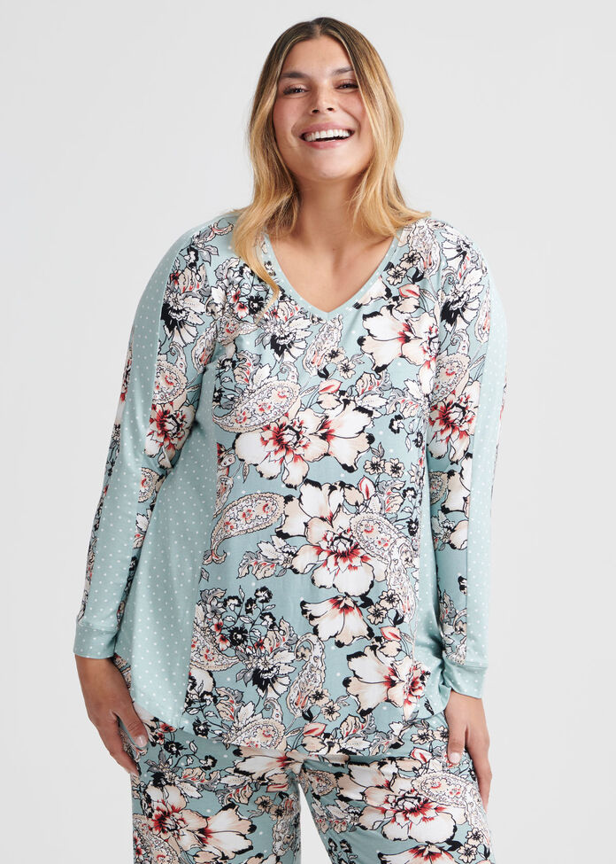 Boudoir Blooms Pj Top, , hi-res