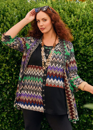 Plus Size Chevron Lace Natural Spliced Tunic