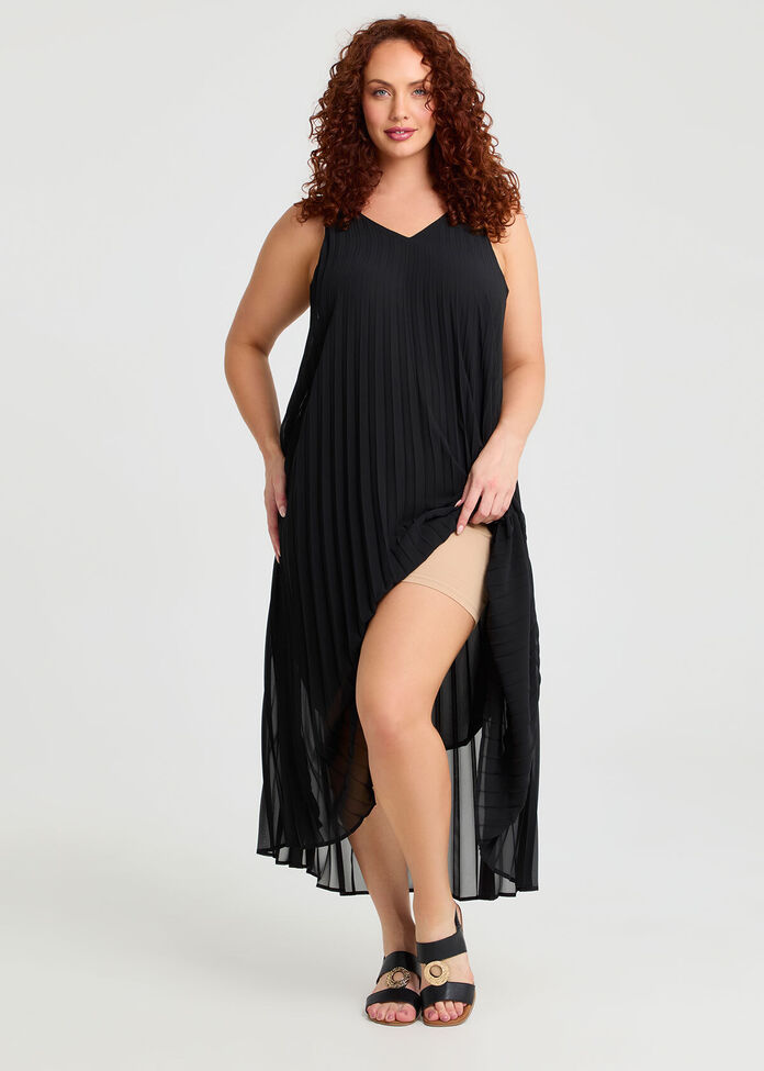 Pleated Paradise Midi Dress, , hi-res
