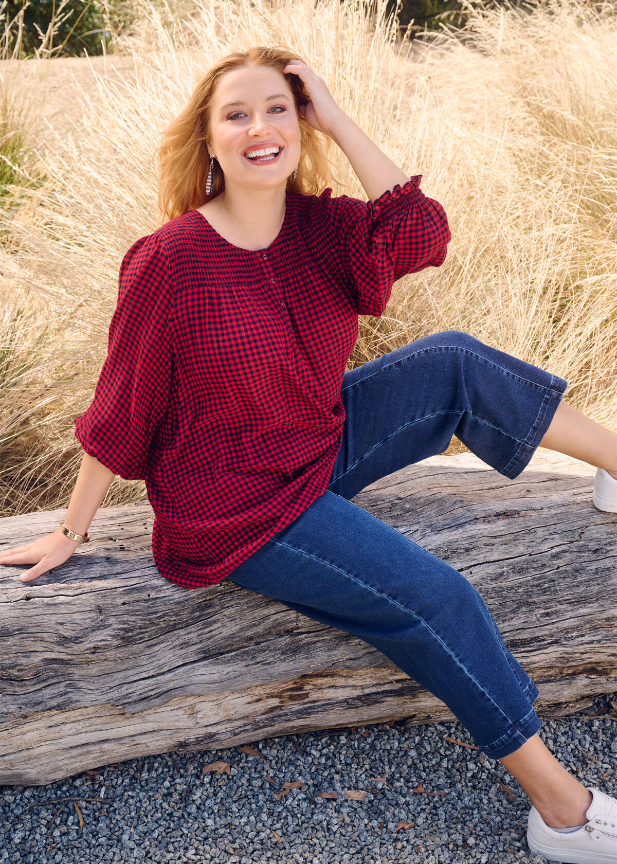 Red best sale peasant top