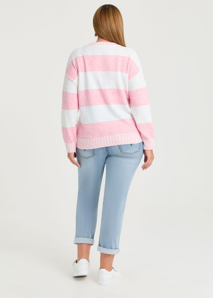 Block Stripe Crew Neck Jumper, , hi-res