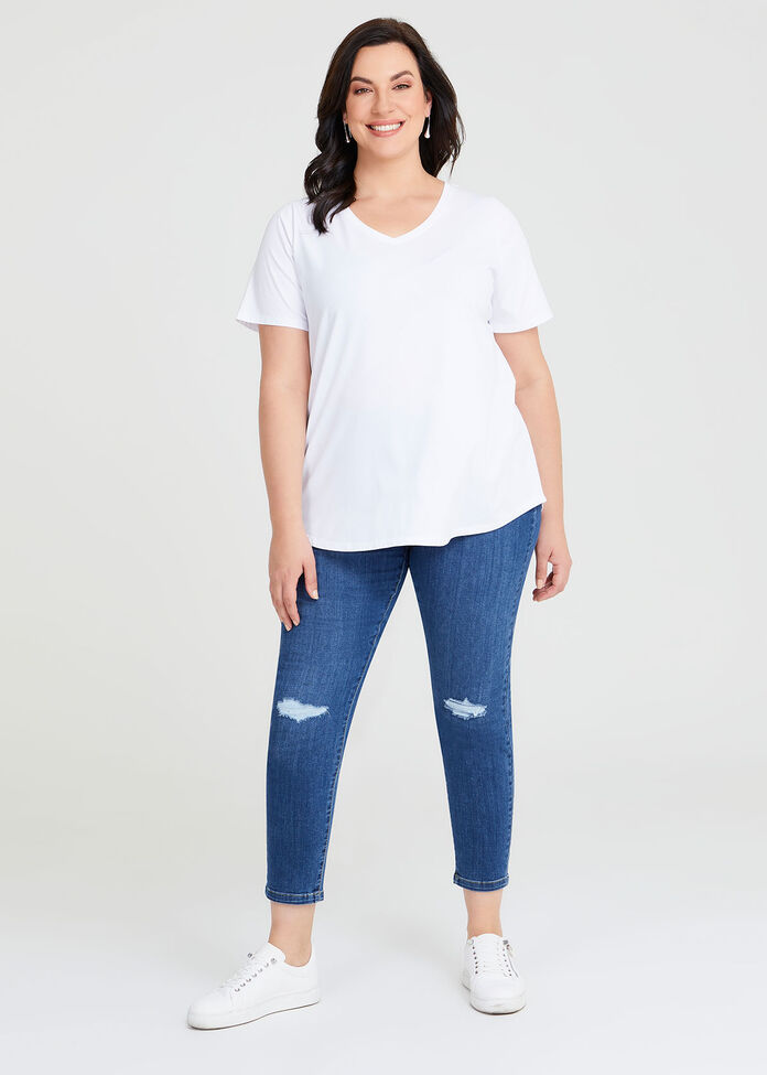 Good Earth Australian Cotton V-neck T-Shirt, , hi-res