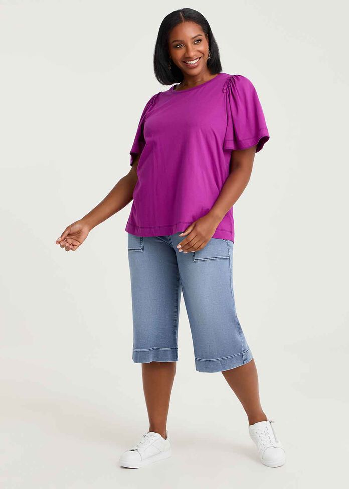 Cotton Contrast Stitch Top, , hi-res