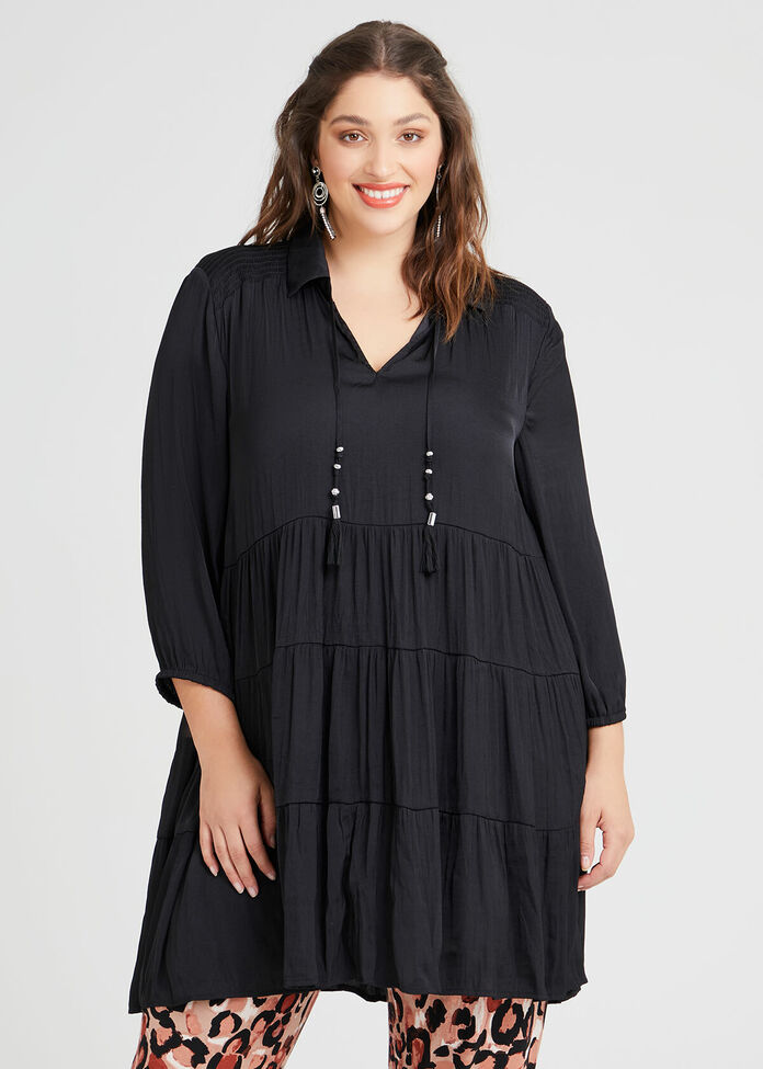 Shop Plus Size Luxe Tier Maya Tunic in Black | Sizes 12-30 | Taking ...