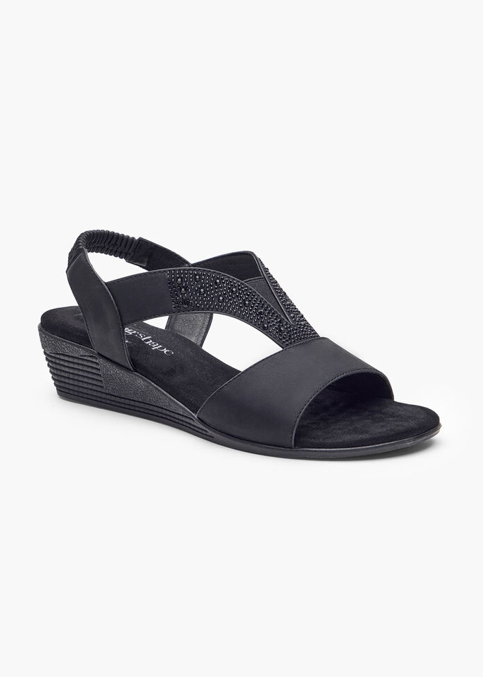 Bling Elastic Wedge Sandal, , hi-res