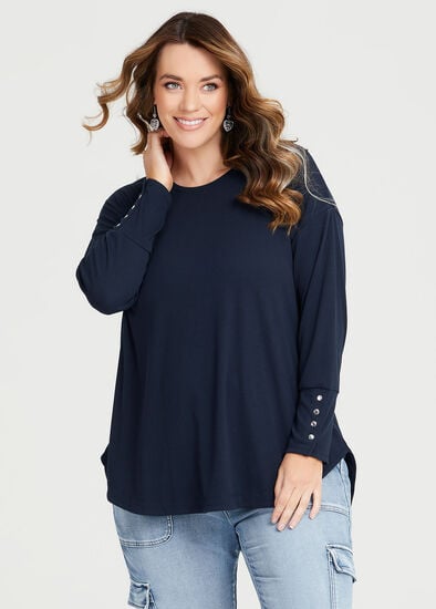 Plus Size Rib Hi-lo Top