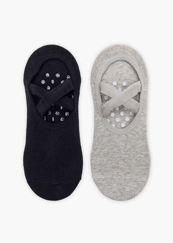 2 Pack Non Slip Grip Cotton Socks, , hi-res