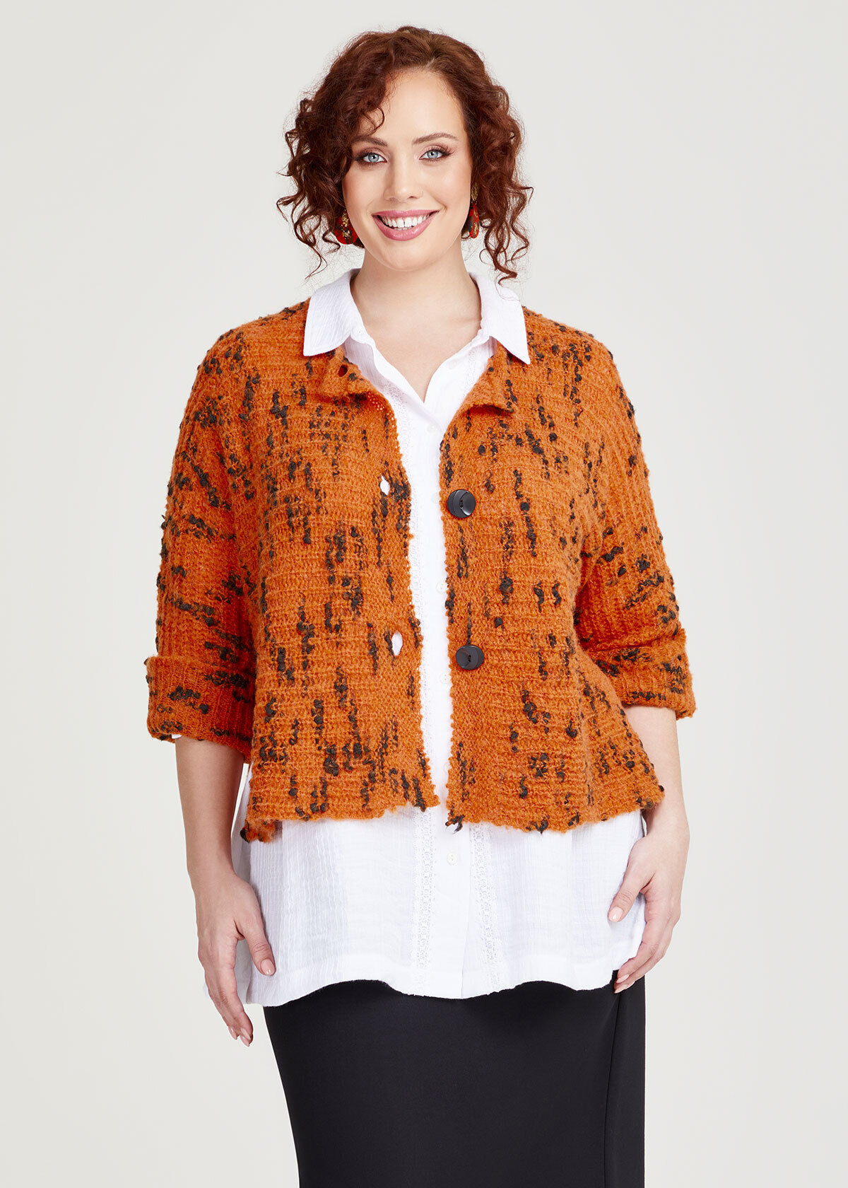 Shop Plus Size Wool Blend Slub Cardigan in Orange Taking Shape AU