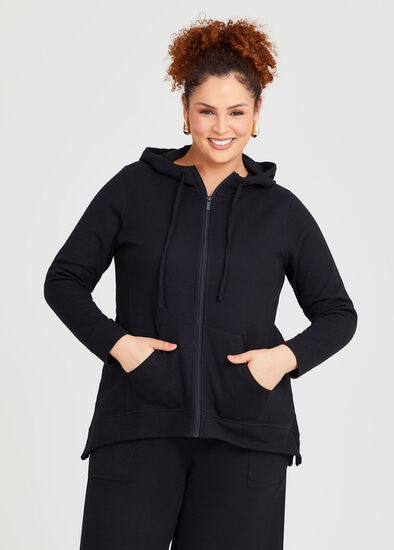 Plus Size Waffle Hooded Jacket