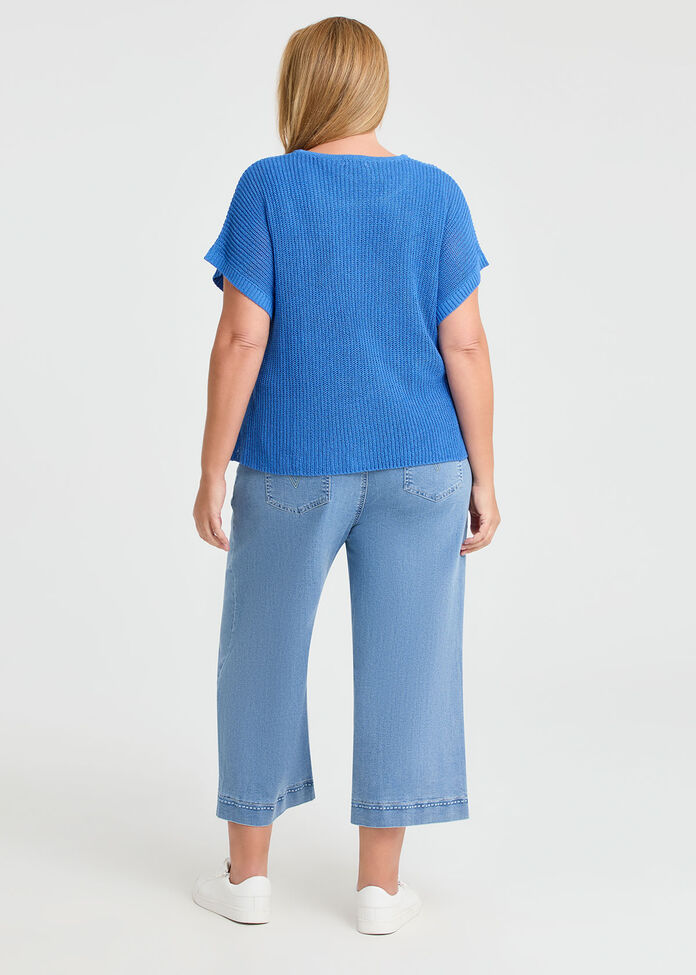 Scoop Neck Drape Knit Top, , hi-res