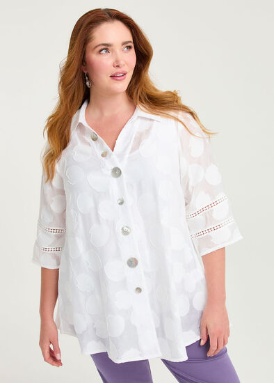 Plus Size Shell Jacquard Natural Shirt