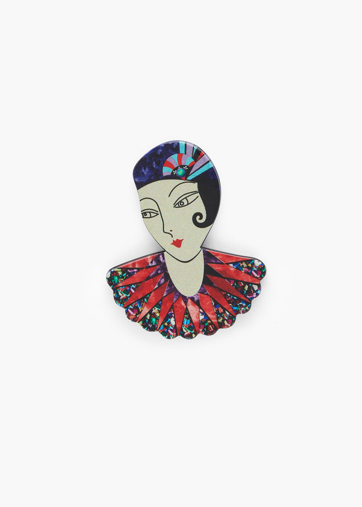 Shop Plus Size Art Deco Lady Brooch in Multi Sizes 12 30